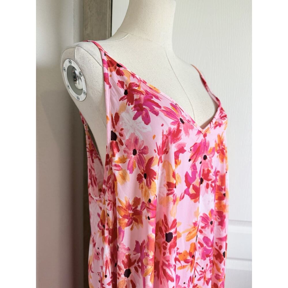 Van Winkle Pink Orange Tropical Maxi Dress Beach Coastal Boho Pockets Womens 1X - Picture 4 of 14